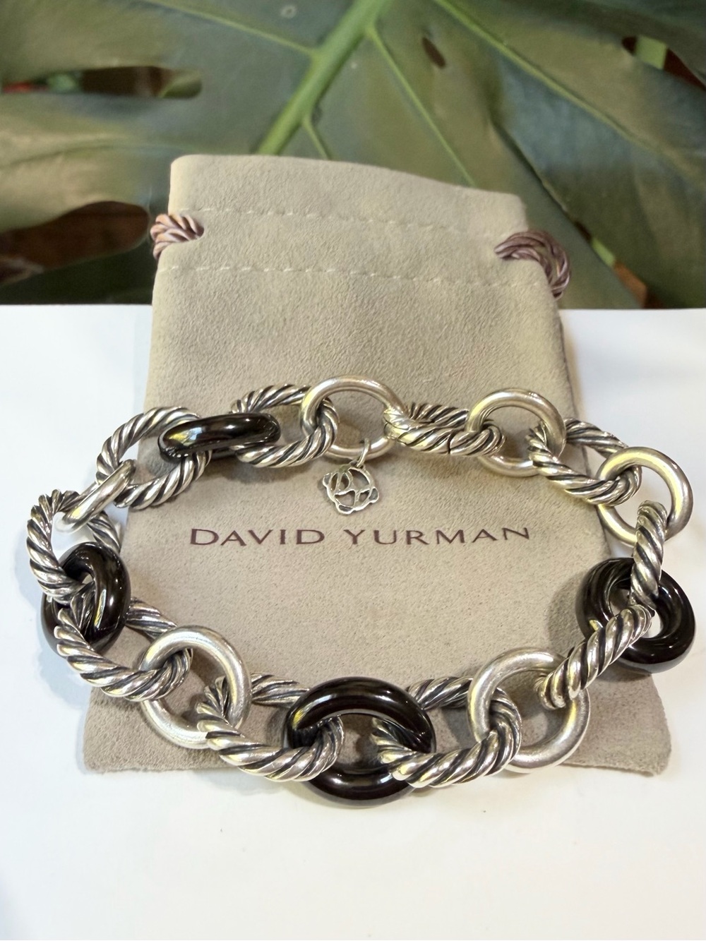 ❤️ David Yurman Oval Link Chain Bracelet with Black Ceramic